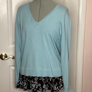 LOFT  v neck sweater with floral underlay Womens medium
